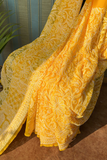 Arsh Handcrafted Georgette All Over Chikan Yellow Embroidered Saree - arshchikan