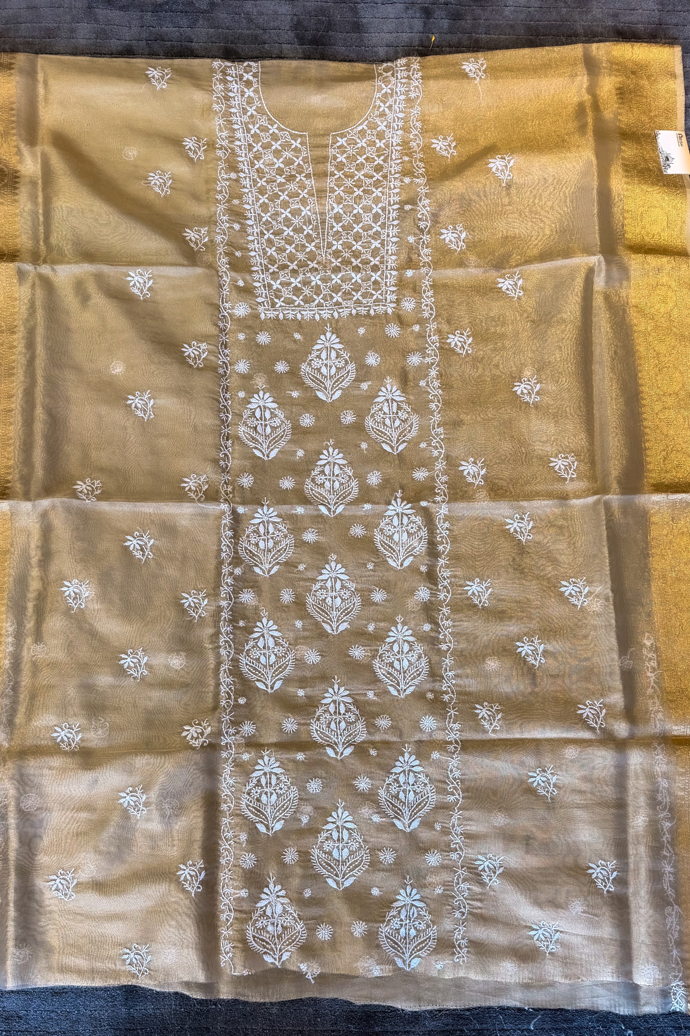 Arsh Handcrafted Pure Tissue Organza Kurti and Dupatta set. - arshchikan