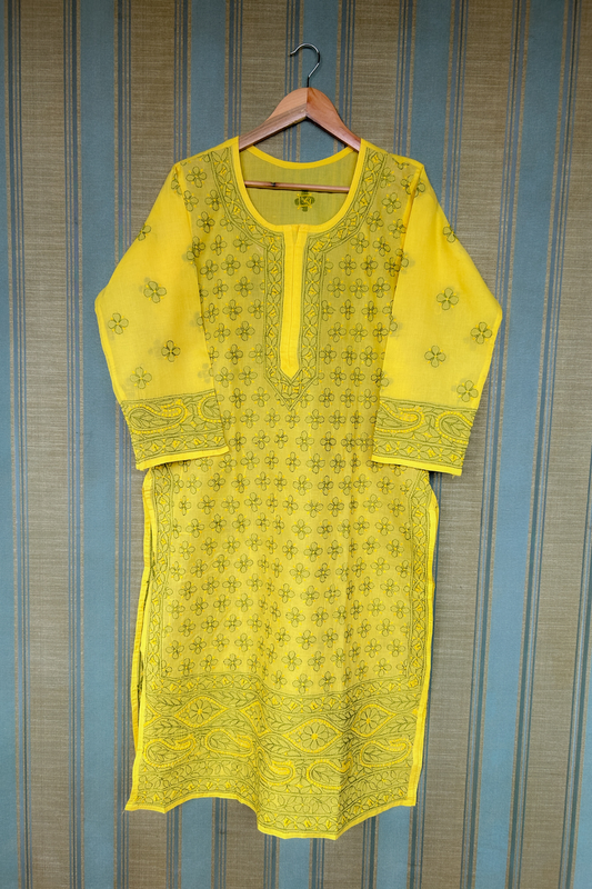 Arsh Handcrafted Front Booti Jaal Pure Cotton Kurti