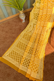 Arsh Handcrafted Georgette All Over Chikan Yellow Embroidered Saree - arshchikan