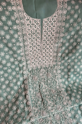 Arsh Hand embroidered Cotton Unstitched Chikankari Zardozi 3pc Suit