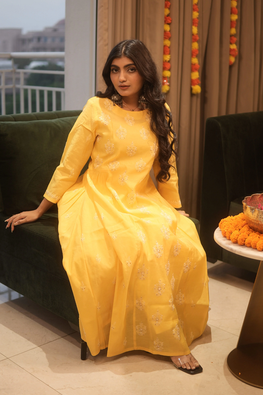 Arsh Handcrafted Pure Chanderi A Line Gown