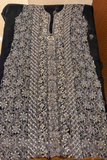 Arsh Handcrafted Black Semi Georgette Unstitched Gota Patti Chikankari 3pc Suit - arshchikan