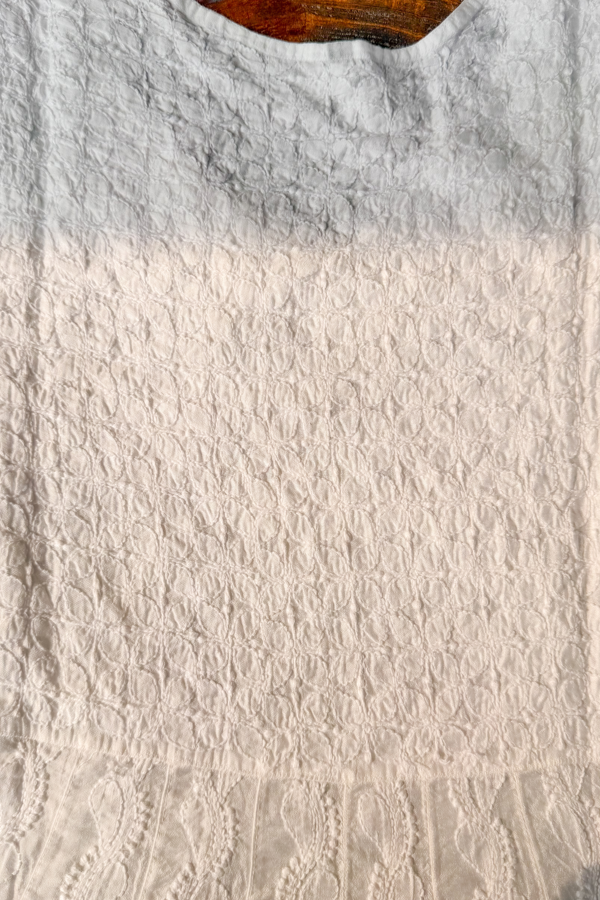Arsh Handcrafted Pure Cotton White Chikan Angarkha - arshchikan