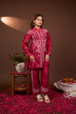 Arsh Handcrafted Chanderi Silk Red Colour Chikankari Semi Stiched Coord Set