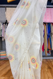 Arsh Handcrafted Pure Organza White Chikankari Saree