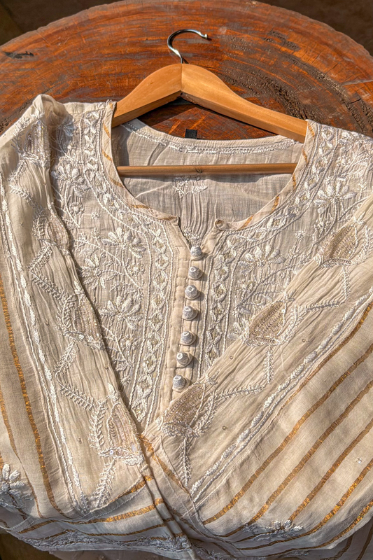 Arsh Crafted Mul Chanderi Kurti - arshchikan