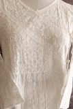 Arsh Handcrafted Pure Cotton White Chikan Angarkha - arshchikan
