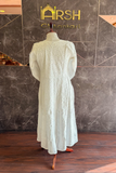 Arsh Handcrafted Pure Cotton White Chikan Angarkha - arshchikan