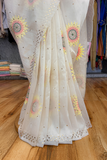 Arsh Handcrafted Pure Organza White Chikankari Saree