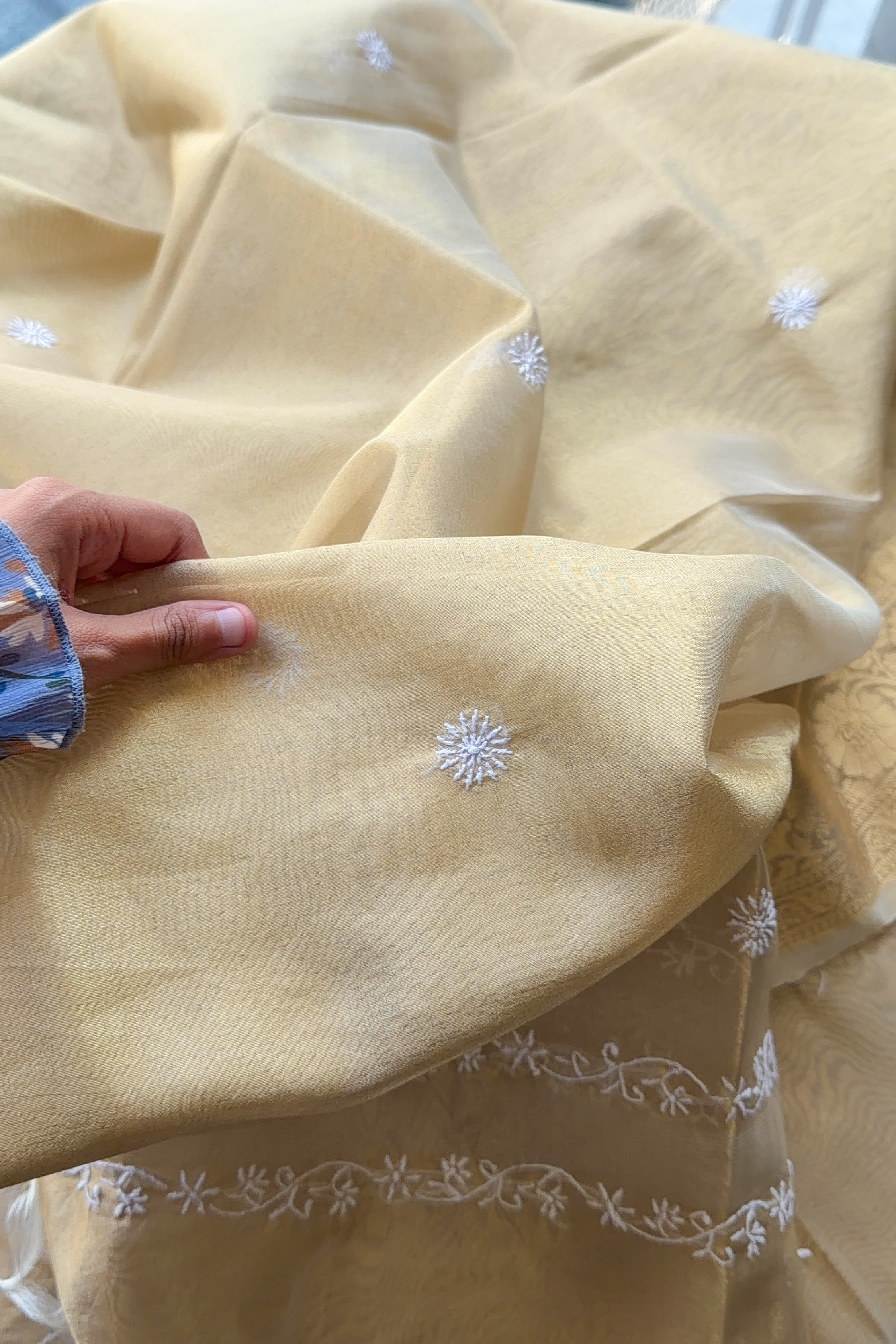 Arsh Handcrafted Pure Tissue Organza Kurti and Dupatta set. - arshchikan