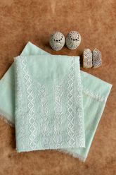 Arsh Handcrafted Mul Chanderi Unstitched Chikankari Kurti and Dupatta set