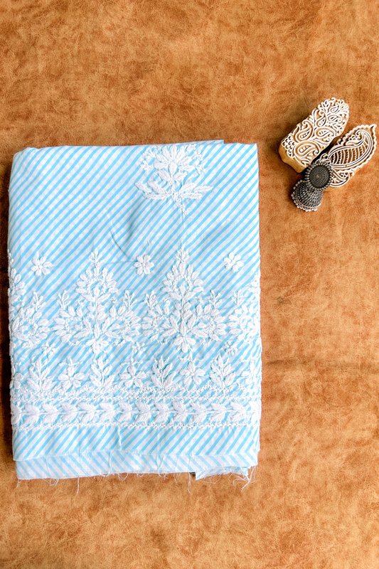 Arsh Handcrafted Leheriya Print Pure Cotton Unstitched Chikankari Kurti Pc