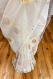 Arsh Handcrafted Pure Organza White Chikankari Saree