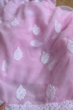 Arsh Handcrafted Pink Georgette Unstitched Chikankari 3pc Suit