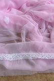 Arsh Handcrafted Pink Georgette Unstitched Chikankari 3pc Suit