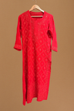 Arsh Handcrafted Kurta, Dupatta and Plazzo Set dyed in Red Colour