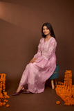 Arsh Handcrafted Mul Chanderi chikankari Gown