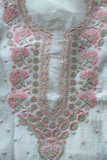 Arsh Handcrafted Mul Chanderi Unstitched Chikankari Kurti and Dupatta set - arshchikan