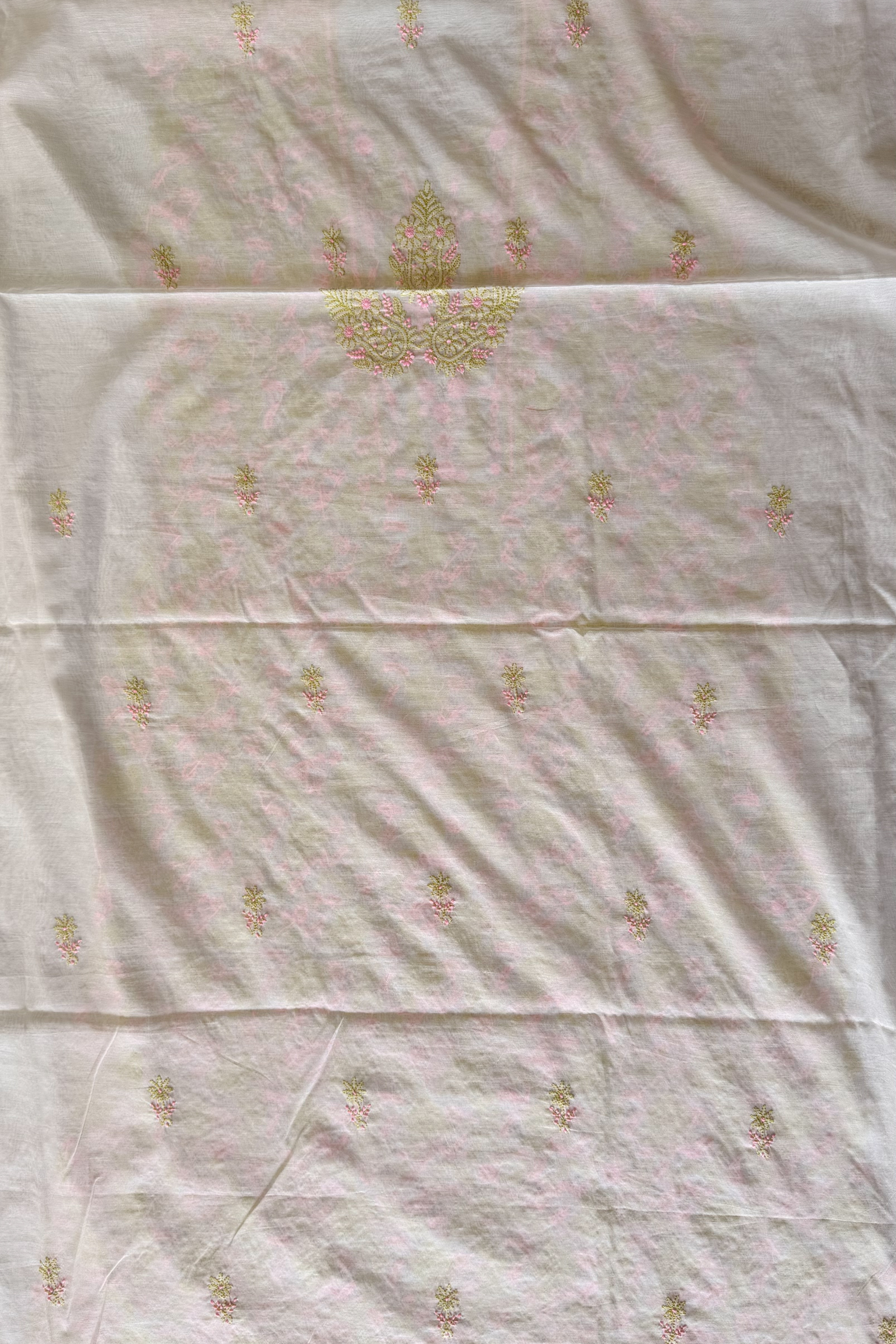 Arsh Handcrafted Mul Chanderi Unstitched Chikankari Kurti and Dupatta set - arshchikan