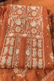 Arsh Handcrafted Rust Pure Tissue Kurti and Dupatta Semi Stitched Set