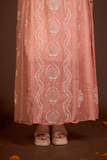 Arsh Handcrafted Mul Chanderi Peach Kalidar Kurti and Dupatta Semi Stitched Set
