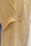 Arsh Handcrafted Kurta, Dupatta and Plazzo Set dyed in Beige Colour - arshchikan
