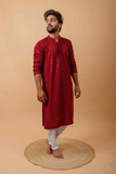 Arsh Maroon All Over Embroidered With Sequins Men's Kurta - arshchikan