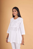 Arsh Handcrafted Pure Cotton Short Angarkha Chikan Top - arshchikan