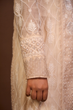 Arsh Handcrafted Mul Chanderi Beige Kurti and Dupatta Semi Stitched Set