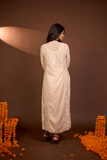 Arsh Handcrafted Mul Chanderi Beige Kurti and Dupatta Semi Stitched Set