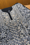 Arsh Handcrafted Black Semi Georgette Unstitched Gota Patti Chikankari 3pc Suit - arshchikan