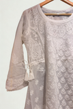 Arsh Handcrafted White Hand Embroidered Chikankari A-Line Top