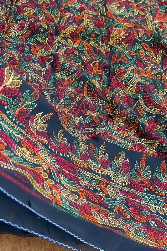 Arsh Handcrafted Front Jaal Georgette Unstitched Chikankari 3pc Suit