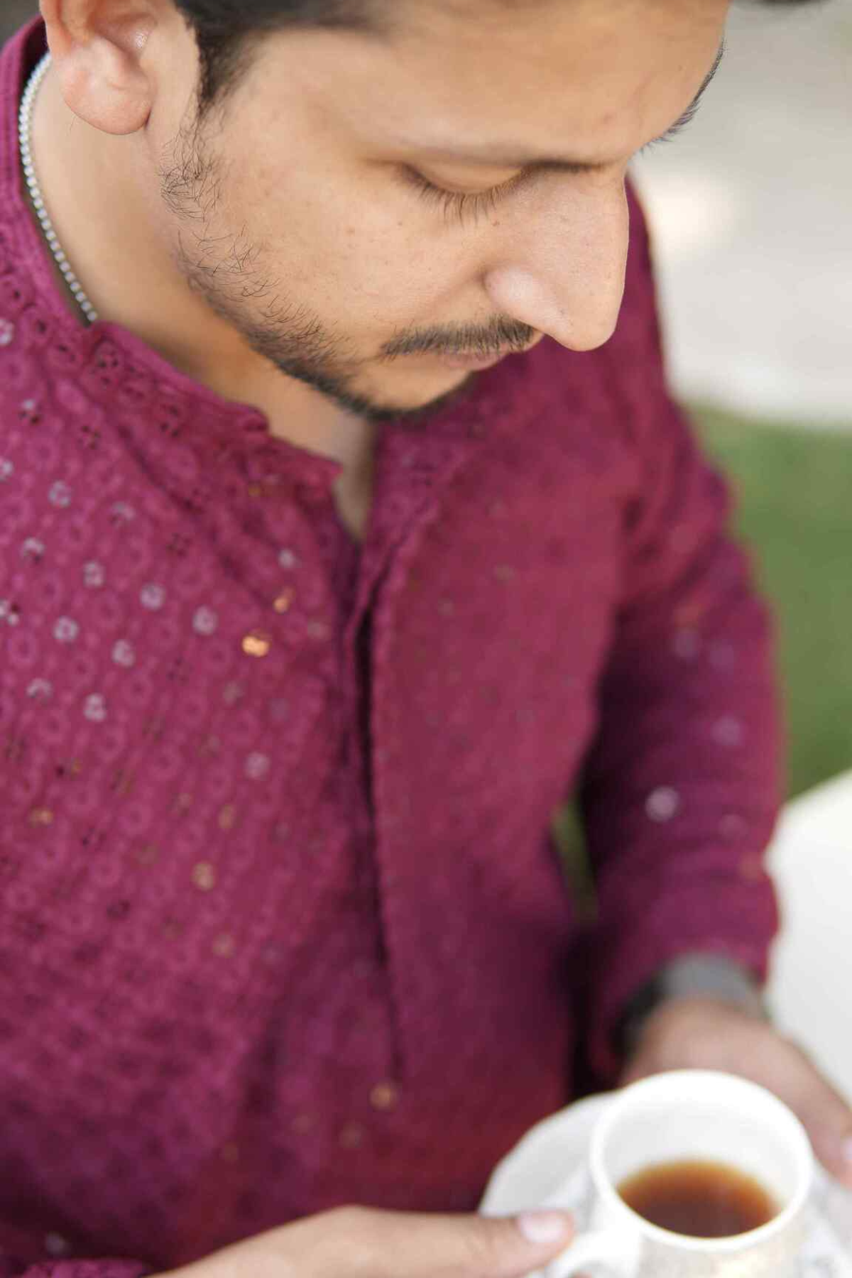 Arsh Maroon All Over Embroidered With Sequins Men's Kurta - arshchikan