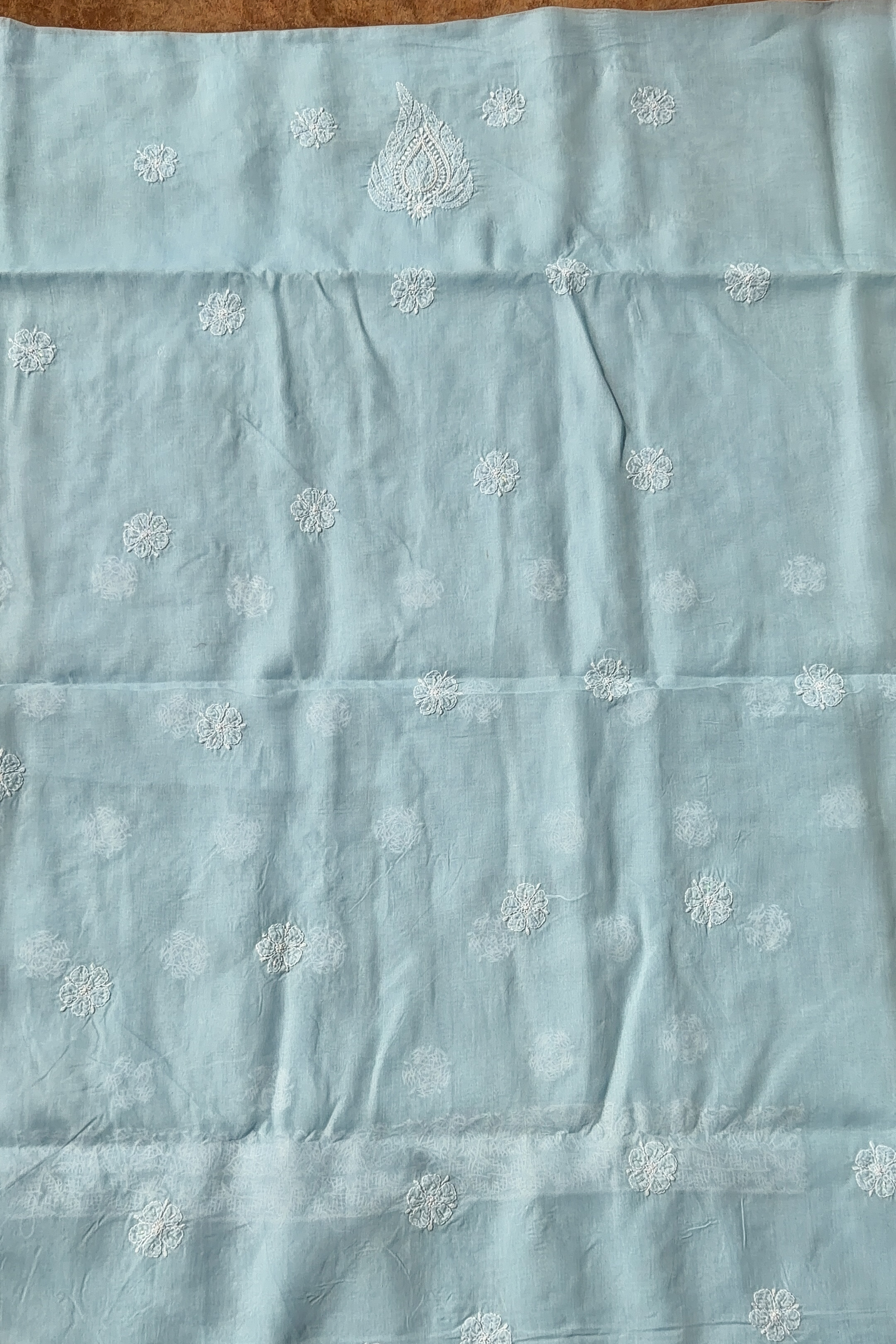 Arsh Handcrafted Blue Cotton Unstitched Chikankari 3pc Suit - arshchikan