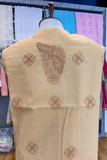 Arsh Handcrafted Almond Fawn Cotton Unstitched Chikankari 3pc Suit Set