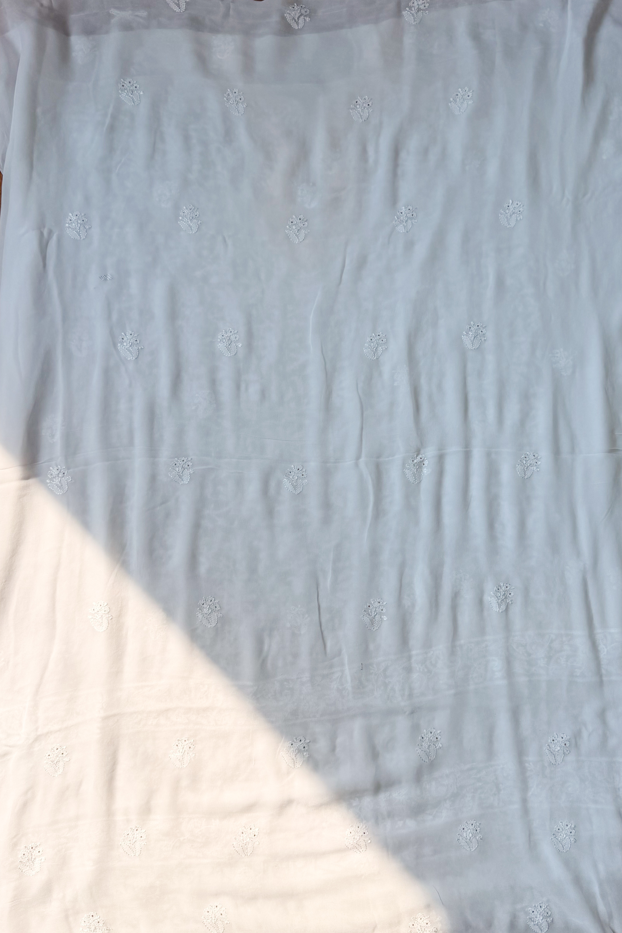 Arsh Handcrafted Parsi Neck Front Jaal Viscose Unstitched Chikankari 3pc Suit - arshchikan