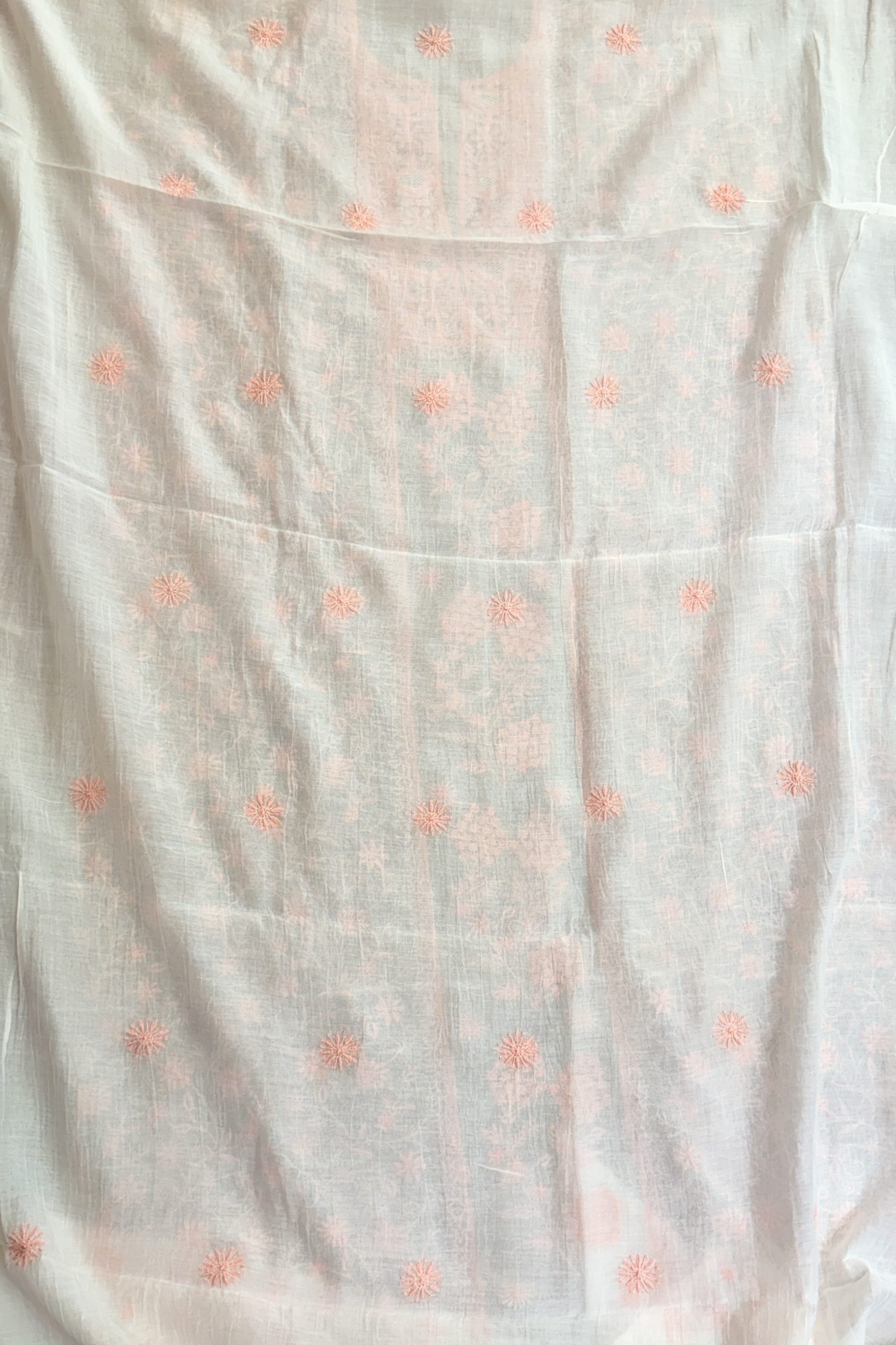 Arsh Handcrafted Mul Chanderi Unstitched Chikankari Kurti and Dupatta set - arshchikan