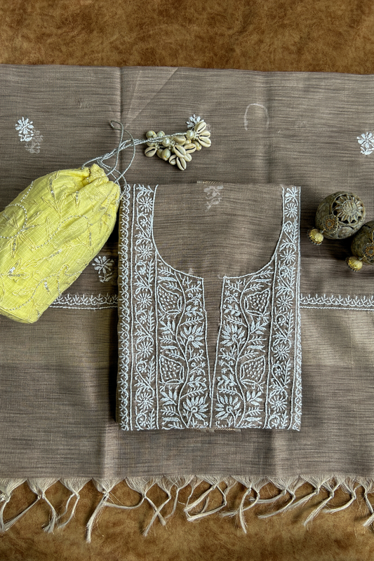 Arsh Handcrafted Tissue Chanderi Kurti and Dupatta Set