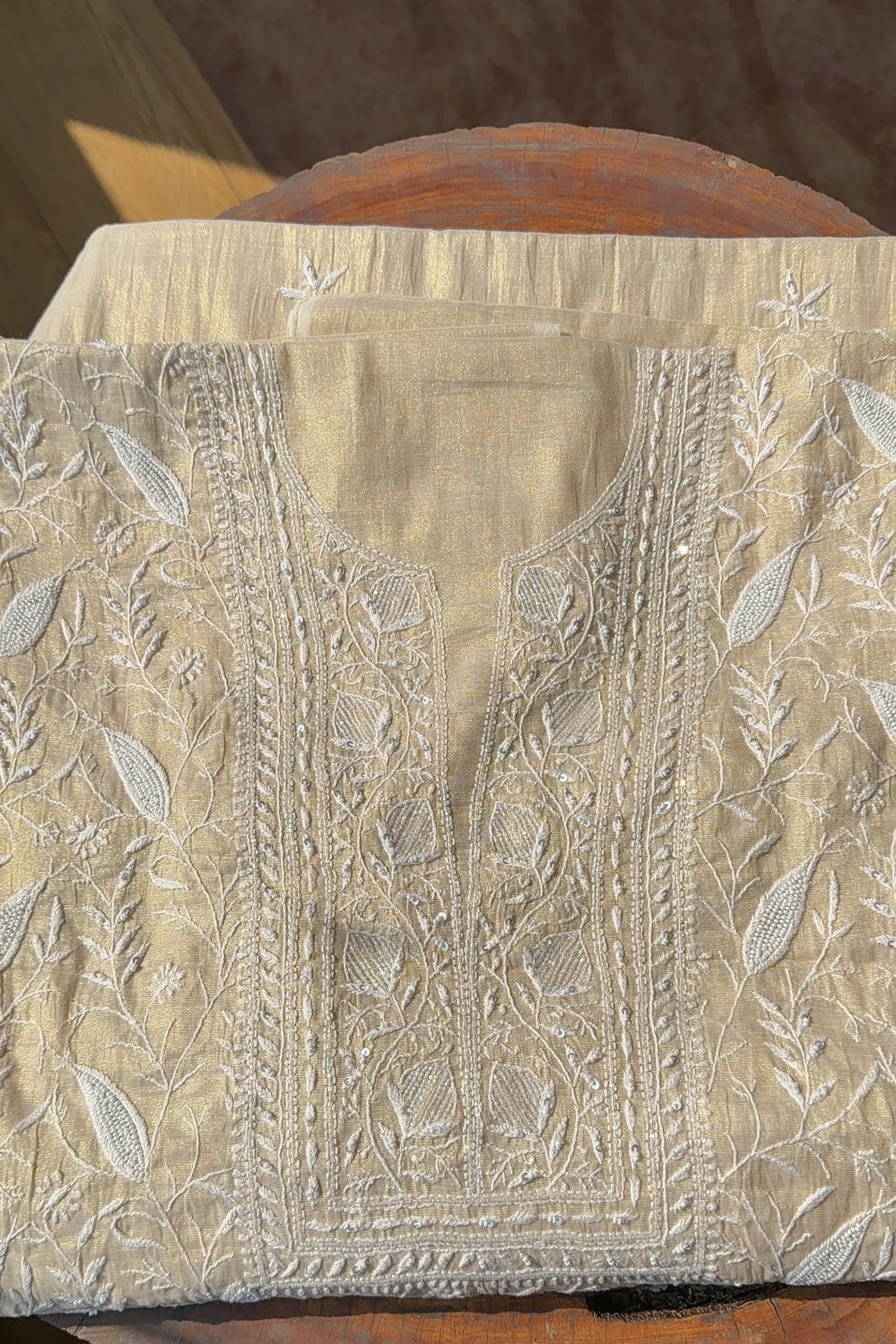 Arsh Handcrafted Pure Tissue Kurti and Dupatta set. - arshchikan