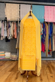 Arsh Handcrafted Mango Yellow Cotton Unstitched Chikankari 3pc Suit