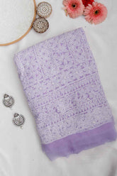 Arsh Handcrafted Lavender Georgette Unstitched Chikankari 3pc Suit - arshchikan