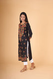 Arsh Handcrafted Multi on Black Pure Cotton Kurti - arshchikan