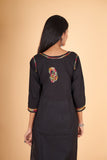 Arsh Handcrafted Multi on Black Pure Cotton Kurti - arshchikan