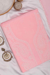 Arsh Handcrafted Pastel Peach Cotton Unstitched Chikankari 3pc Suit - arshchikan
