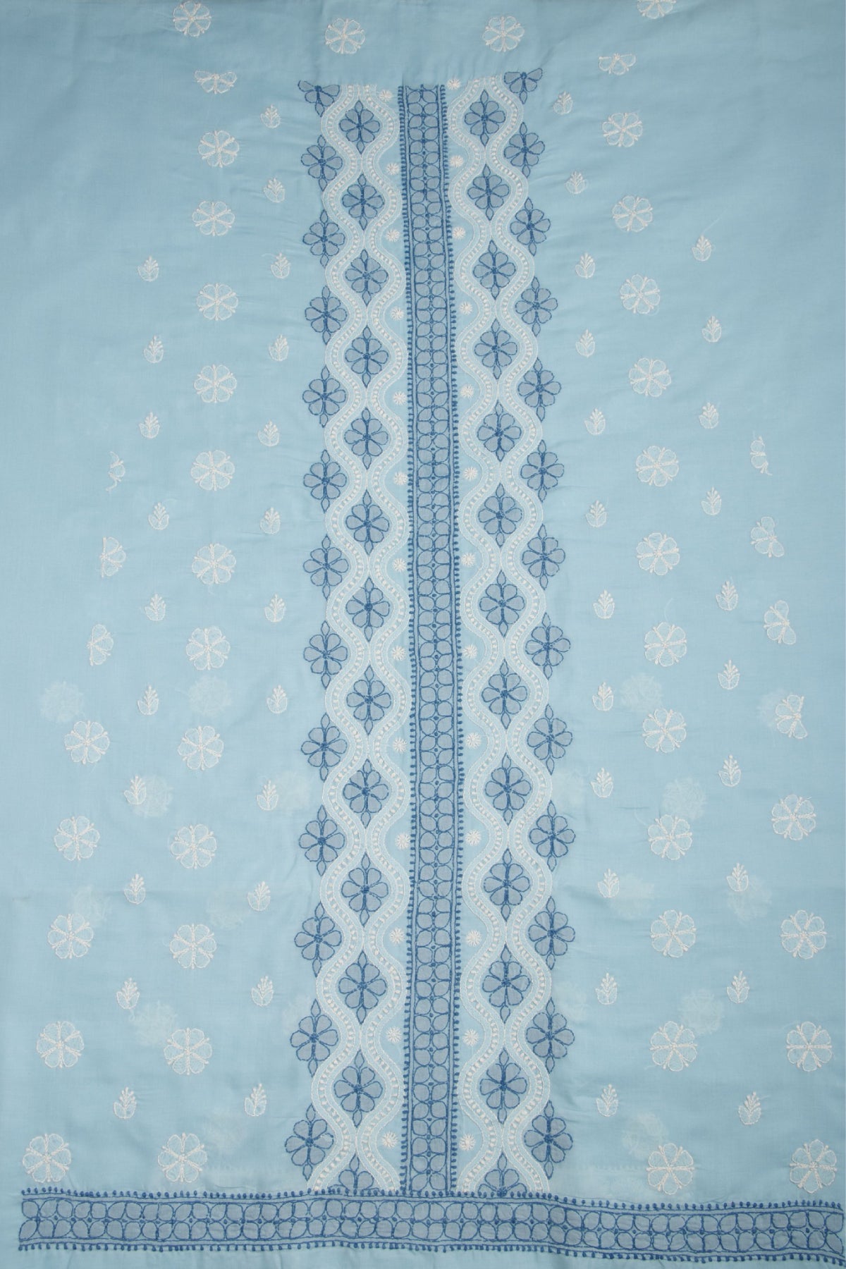 Arsh Handcrafted Sky Blue Cotton Unstitched 3pc Suit - arshchikan