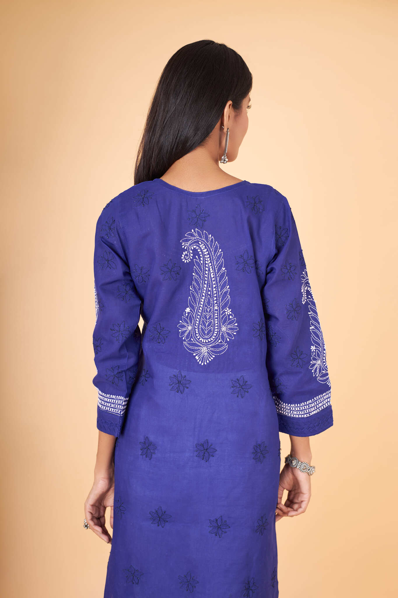 Arsh Handcrafted 2 Boota Front Jaal Pure Cotton Kurti - arshchikan