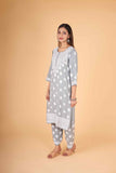 Arsh Handcrafted Kurti And Plazzo 2 pc Chikankari Set in Steel Grey Colour - arshchikan
