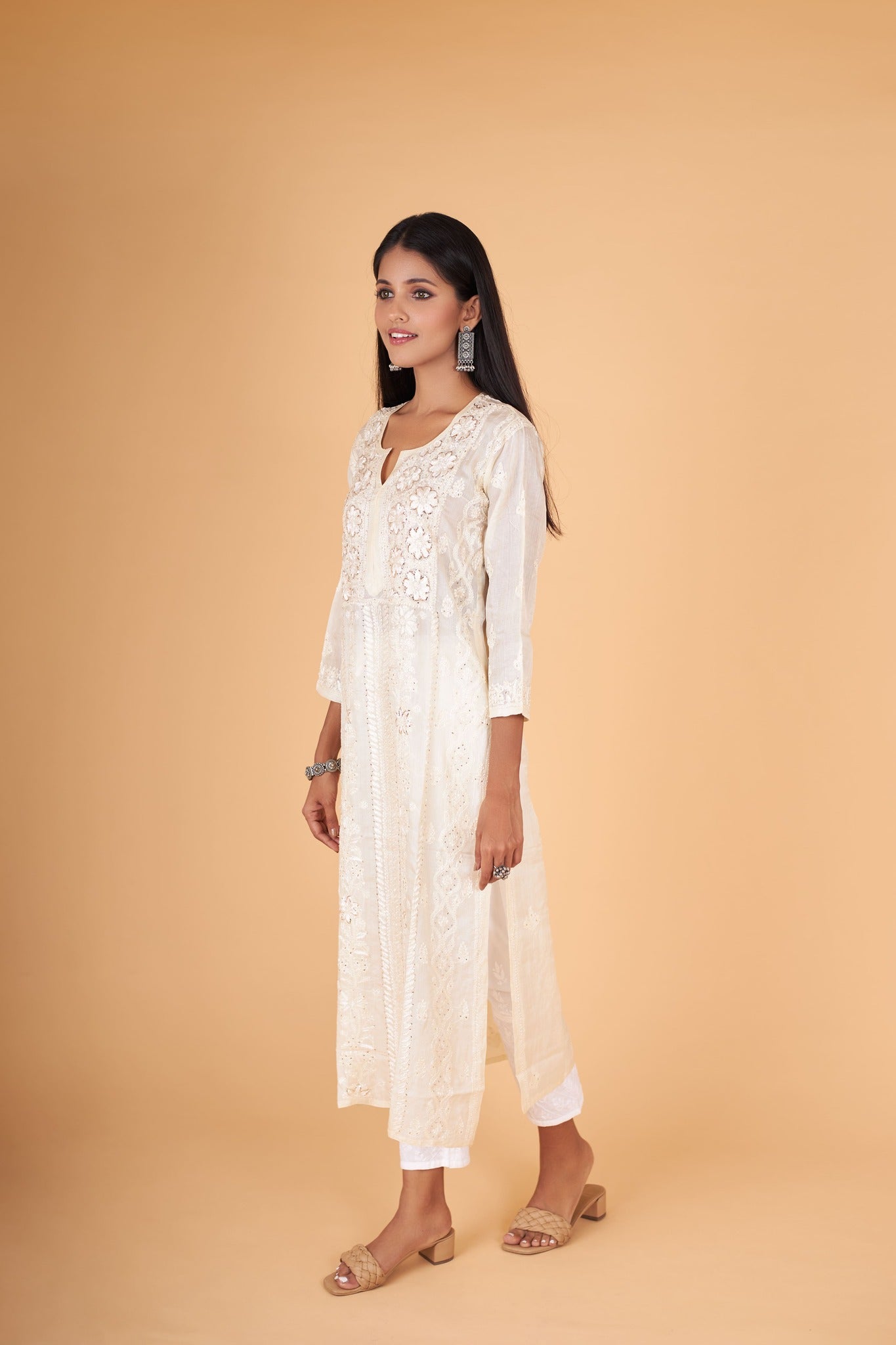 Arsh Handcrafted Front Jaal Fancy Pure Silk Kurti - arshchikan